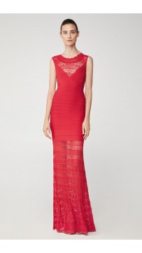 Herve Leger Mixed Diamond Pointelle Gown