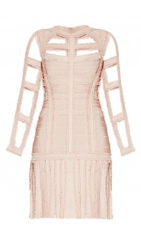 Herve Leger Brielle Chiffon Detail Dress 