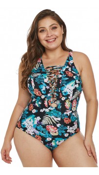 Sexy Plus Size Printed Bikini One-Piece Swimsuit