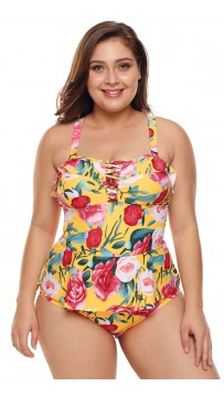 Plus Size Bikini Print One-Piece Sexy Swimsuit