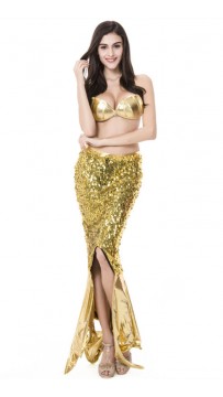 Sexy Sequin Glitter Golden Mermaid Evening Dress