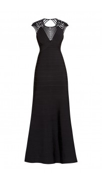 Herve Leger Maribel Tulle Applique Dress