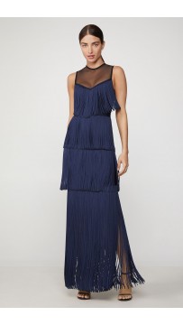 Herve Leger Illusion Lurex Fringe Gown