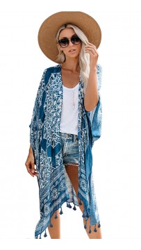 Hawaiian Seaside Vacation Tassel Coat Sunscreen Suit