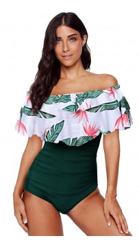 Sexy Off-Shoulder Ruffle One-Piece Bikini