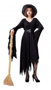 Halloween Black Irregularity Witch Long Dress