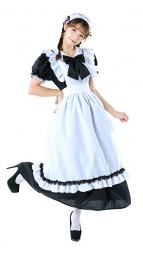 Vintage Long Maid Lace Black And White Halloween Costume