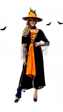 Halloween Costumes Orange Magic Witch 