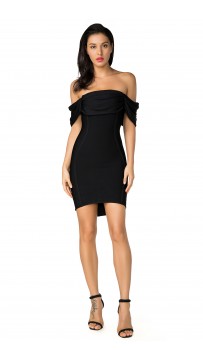 Herve Leger Bandage Dress Off Shoulder Black