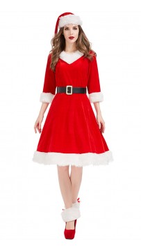 Christmas V-Neck Red Party Costume