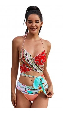 Sexy Floral Halterneck Bikini Suit