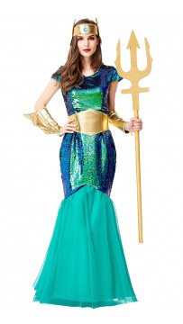 Halloween Aquaman Cosplay Green Mermaid Costume