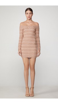 Herve Leger Off The Shoulder Metallic Mini Dress