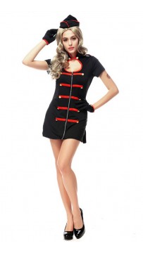 Sexy Girl Black and Red Trim Nurse Costume