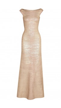 Herve Leger Gold Sophia Metallic Bandage Gown