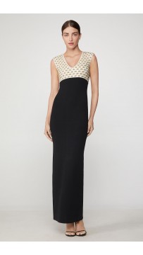 Herve Leger Fil Coupe Deep V Gown