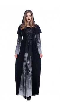 Halloween Costumes Vampire Witch Costume Black Maxi Dress