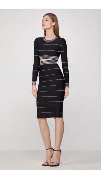 Herve Leger Pinstripe Cropped Dresses