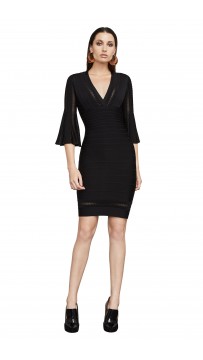 Herve Leger Minervah Transparent Pointelle Dress 