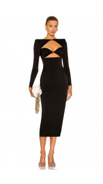 Black Long Double Cutout Party Dress