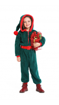 Party Homewear Kids Coral Velvet Christmas Jumpsuit