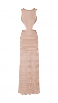 Herve Leger Blush Alondra cutout bandage gown