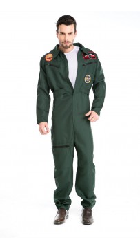 Halloween Mens US Navy Flight Suit Costume Wingman Jumpsuit