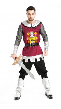 Mans Medieval Mercenary Dark Knight Carnival Costumes