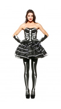 Halloween Catrina Burlesque Skeleton Costume