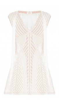 Herve Leger Ksenia Pointelle Crochet Fringe Dress 