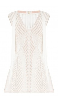 Herve Leger Ksenia Pointelle Crochet Fringe Dress 