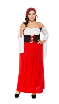 Large size Oktoberfest Beer Girl Costume Outfit Fancy Long Dress