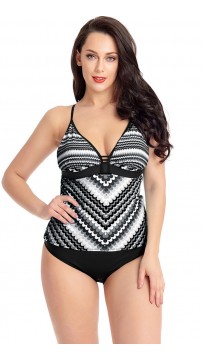 Sling Tube Top Fish Scale Print Split Swimsuit