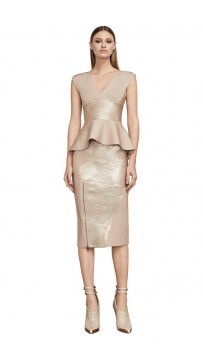 Herve Leger Metallic Two Piece Bandage Dress