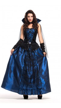 Halloween Party Cosplay Blue Enchantress Vampire Queen Dress