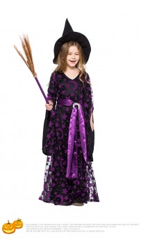 Halloween Purple Mesh Witch Kids Costume