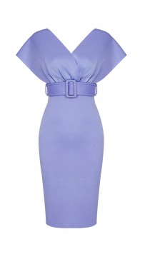 Simple Off Shoulder V-Neck Blue Bandage Dress