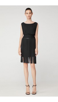 Herve Leger Bandage Dress Tank Tassels Black