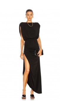 Long High Split Black Retrofete Florence Dress