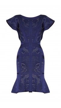 Herve Leger Alessia Rose Plaited Jacquard Dress 