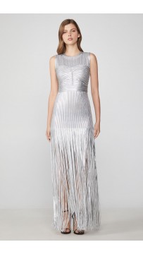 Herve Leger Foil Fringe Dress