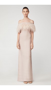Herve Leger Ostrich Feather Bandage Gown