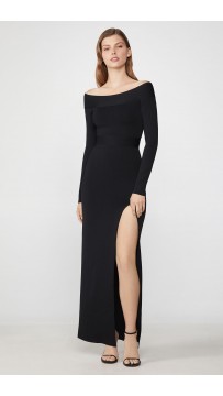 Herve Leger Off-The-Shoulder Long Sleeve Gown