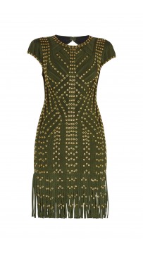 Herve Leger Kale Haylee Eyelet Fringe Dress