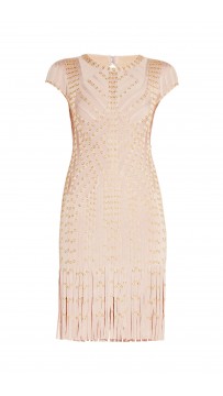 Herve Leger Bare Combo Haylee Eyelet Fringe Dress