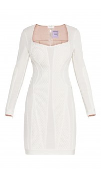 Herve Leger Valeria Multi-Texture Mesh Dress