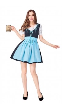 Womens Embroidered Dress Oktoberfest Fraulein Costume