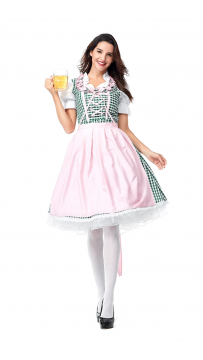 Womens Pink Cute Dress Oktoberfest Fraulein Costume