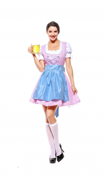Womens Short Multicolor Dress Oktoberfest Fraulein Costume