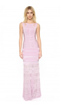 Herve Leger Cutouts Alejandra Pointelle Pink